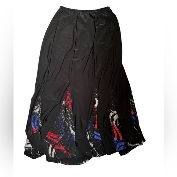 VINTAGE 2 PIECE SET PLUS SIZE KELLY LYNN Sparkly Black Red Blue Size 1X 4th July - Picture 8 of 16